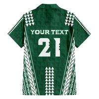 Polynesian Hawaii Volleyball Custom Family Matching Long Sleeve Bodycon Dress and Hawaiian Shirt Green Kakau with Map Motif LT9 - Polynesian Pride