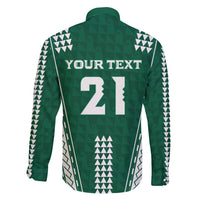Polynesian Hawaii Volleyball Custom Family Matching Long Sleeve Bodycon Dress and Hawaiian Shirt Green Kakau with Map Motif LT9 - Polynesian Pride
