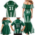 Polynesian Hawaii Volleyball Custom Family Matching Mermaid Dress and Hawaiian Shirt Green Kakau with Map Motif