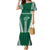 Polynesian Hawaii Volleyball Custom Family Matching Mermaid Dress and Hawaiian Shirt Green Kakau with Map Motif