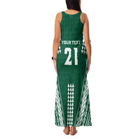Polynesian Hawaii Volleyball Custom Family Matching Tank Maxi Dress and Hawaiian Shirt Green Kakau with Map Motif