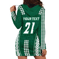 Polynesian Hawaii Volleyball Custom Hoodie Dress Green Kakau with Map Motif LT9 - Polynesian Pride