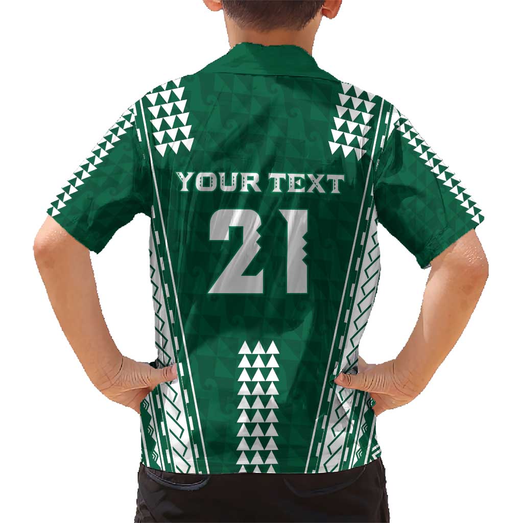 Polynesian Hawaii Volleyball Custom Kid Hawaiian Shirt Green Kakau with Map Motif