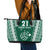 Polynesian Hawaii Volleyball Custom Leather Tote Bag Green Kakau with Map Motif