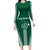 Polynesian Hawaii Volleyball Custom Long Sleeve Bodycon Dress Green Kakau with Map Motif