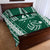 Polynesian Hawaii Volleyball Custom Quilt Bed Set Green Kakau with Map Motif