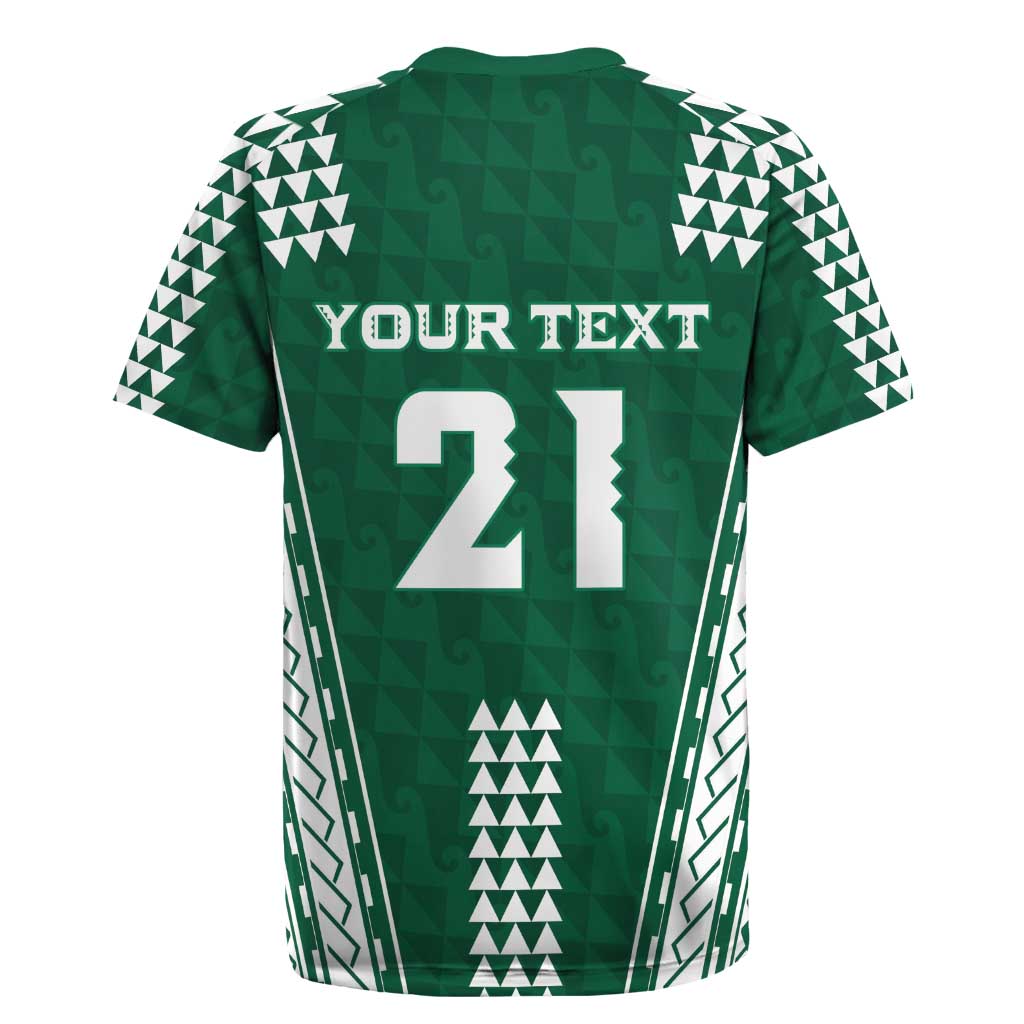 Polynesian Hawaii Volleyball Custom Rugby Jersey Green Kakau with Map Motif
