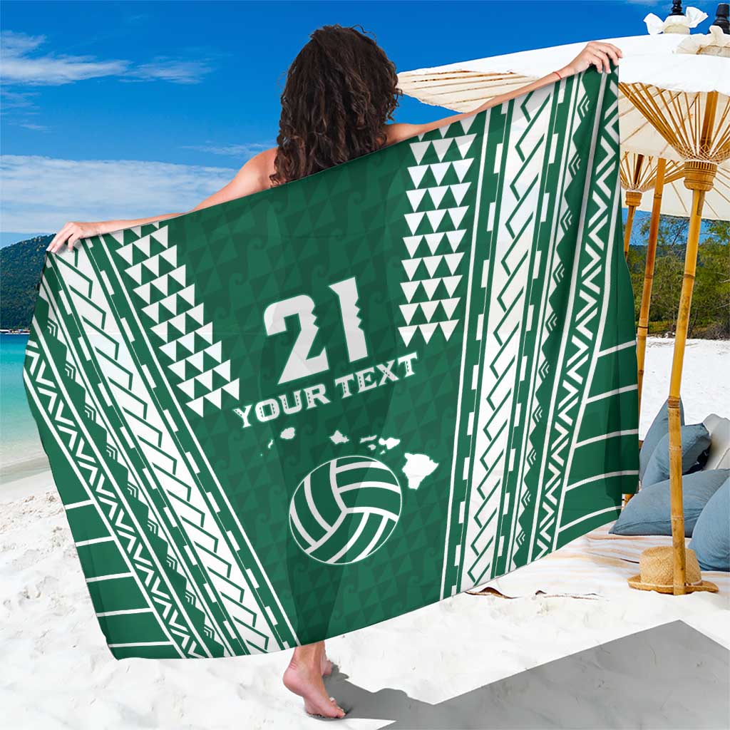 Polynesian Hawaii Volleyball Custom Sarong Green Kakau with Map Motif