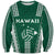 Polynesian Hawaii Volleyball Custom Sweatshirt Green Kakau with Map Motif