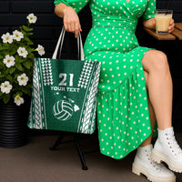 Polynesian Hawaii Volleyball Custom Tote Bag Green Kakau with Map Motif - Polynesian Pride