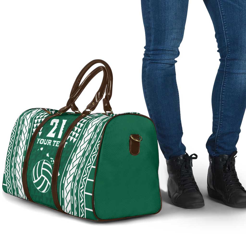 Polynesian Hawaii Volleyball Custom Travel Bag Green Kakau with Map Motif - Polynesian Pride