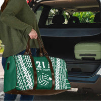Polynesian Hawaii Volleyball Custom Travel Bag Green Kakau with Map Motif - Polynesian Pride