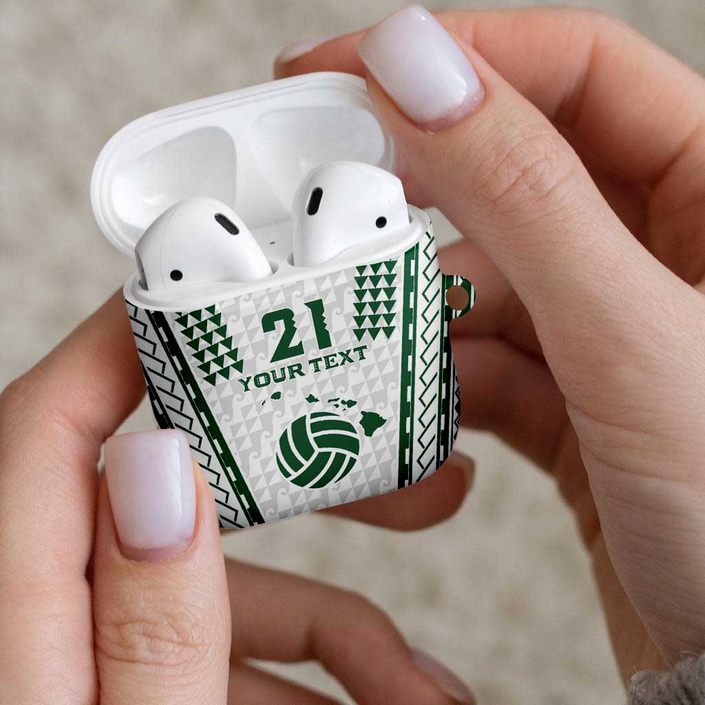 Polynesian Hawaii Volleyball Custom AirPods Case White Kakau with Map Motif - Polynesian Pride