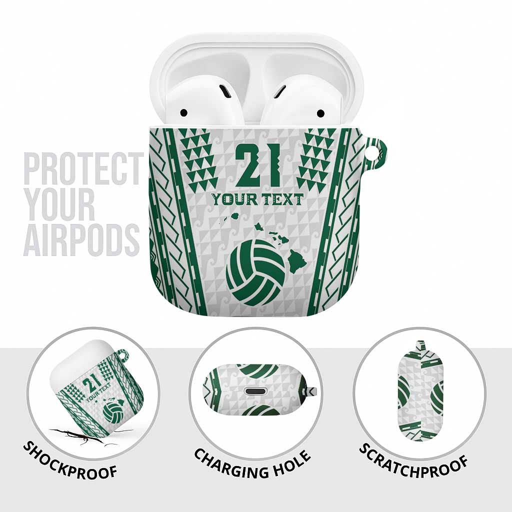 Polynesian Hawaii Volleyball Custom AirPods Case White Kakau with Map Motif - Polynesian Pride