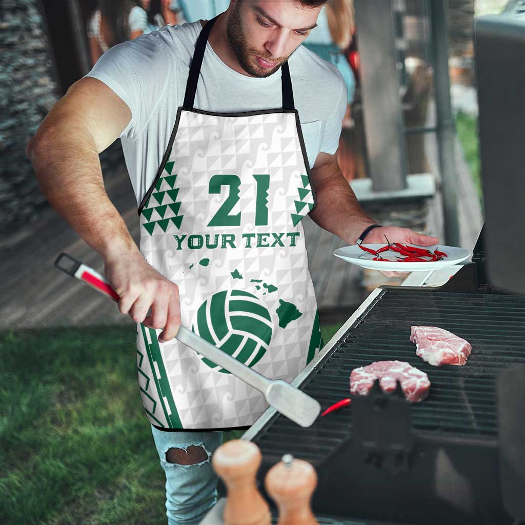 Polynesian Hawaii Volleyball Custom Apron White Kakau with Map Motif - Polynesian Pride