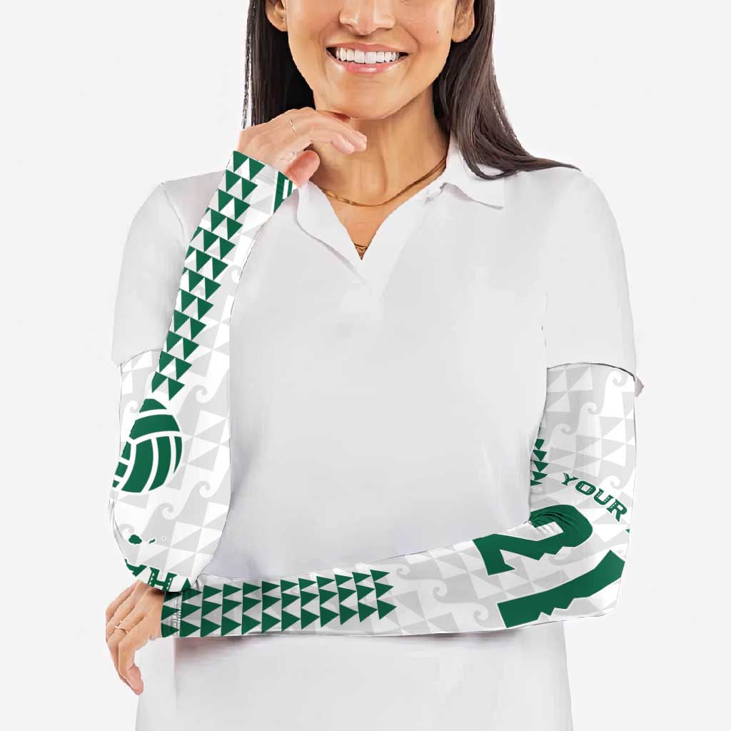 Polynesian Hawaii Volleyball Custom Arm Sleeves White Kakau with Map Motif - Polynesian Pride