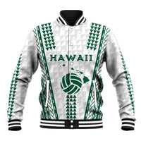 Polynesian Hawaii Volleyball Custom Baseball Jacket White Kakau with Map Motif