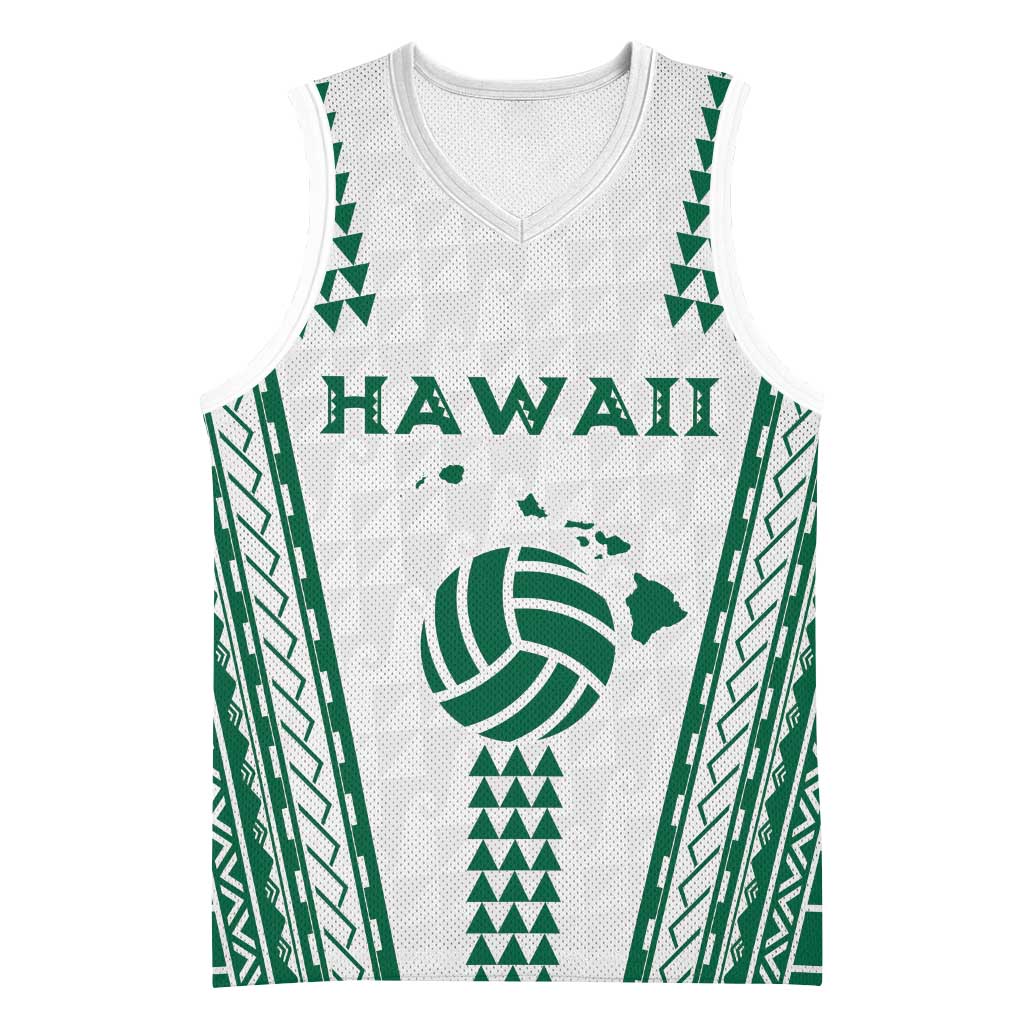 Polynesian Hawaii Volleyball Custom Basketball Jersey White Kakau with Map Motif - Polynesian Pride