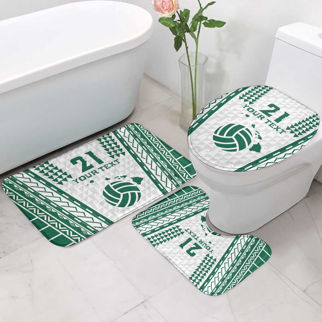 Polynesian Hawaii Volleyball Custom Bathroom Set White Kakau with Map Motif - Polynesian Pride