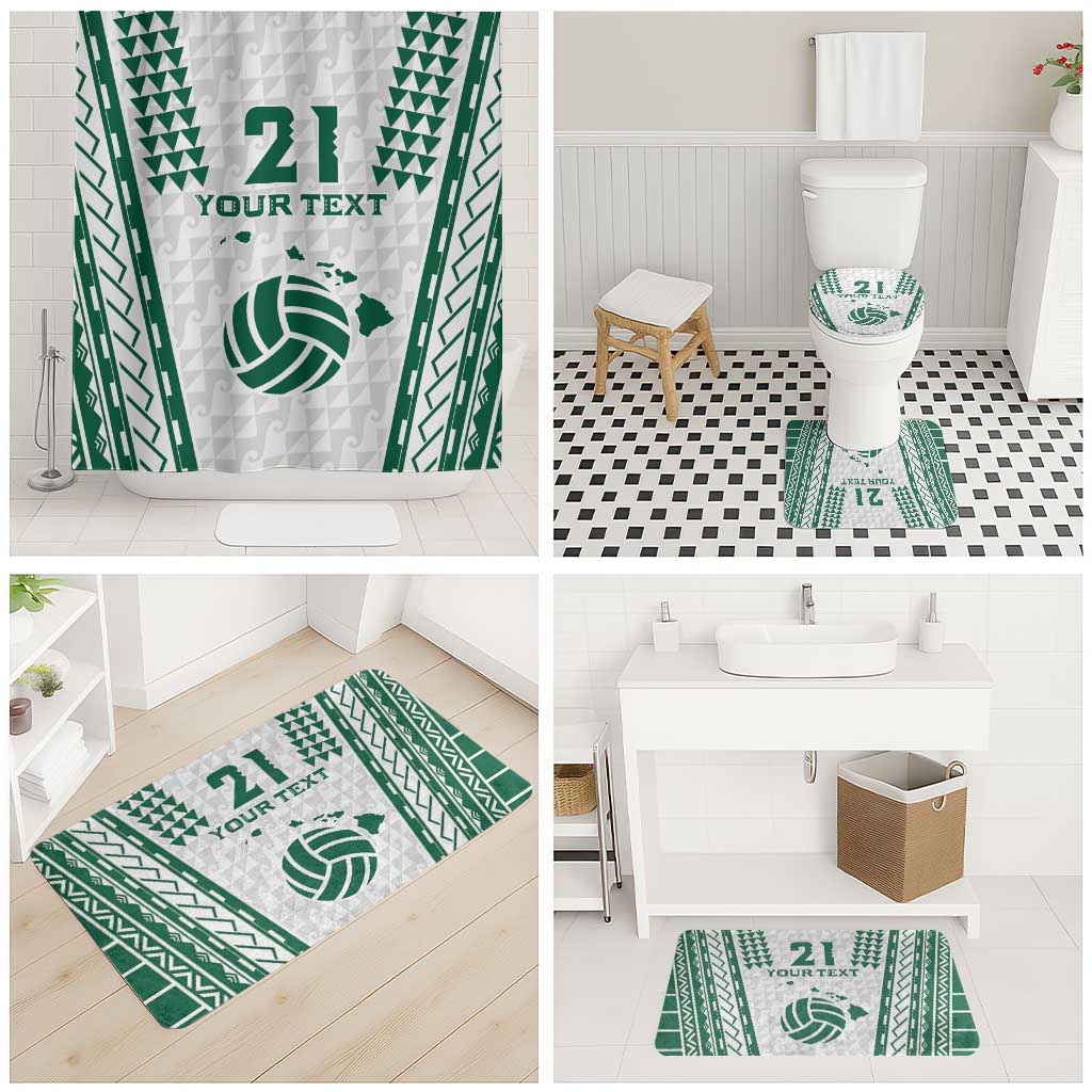 Polynesian Hawaii Volleyball Custom Bathroom Set White Kakau with Map Motif - Polynesian Pride