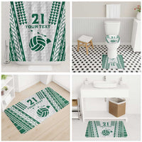 Polynesian Hawaii Volleyball Custom Bathroom Set White Kakau with Map Motif - Polynesian Pride