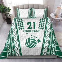 Polynesian Hawaii Volleyball Custom Bedding Set White Kakau with Map Motif