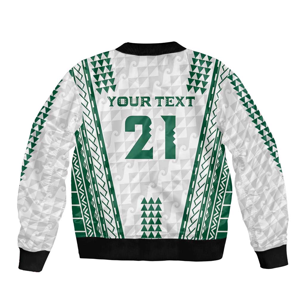 Polynesian Hawaii Volleyball Custom Bomber Jacket White Kakau with Map Motif