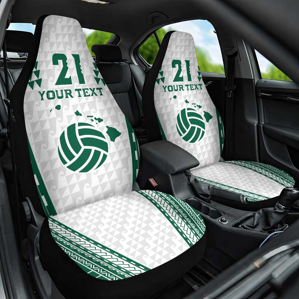 Polynesian Hawaii Volleyball Custom Car Seat Cover White Kakau with Map Motif