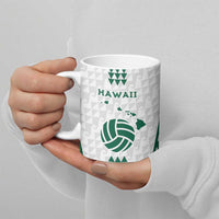 Polynesian Hawaii Volleyball Custom Ceramic Mug White Kakau with Map Motif - Polynesian Pride