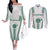 Polynesian Hawaii Volleyball Custom Couples Matching Off The Shoulder Long Sleeve Dress and Long Sleeve Button Shirt White Kakau with Map Motif