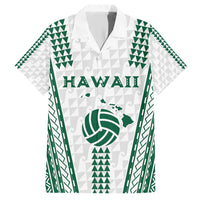 Polynesian Hawaii Volleyball Custom Family Matching Short Sleeve Bodycon Dress and Hawaiian Shirt White Kakau with Map Motif LT9 Dad's Shirt - Short Sleeve White - Polynesian Pride