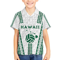 Polynesian Hawaii Volleyball Custom Family Matching Short Sleeve Bodycon Dress and Hawaiian Shirt White Kakau with Map Motif LT9 Son's Shirt White - Polynesian Pride