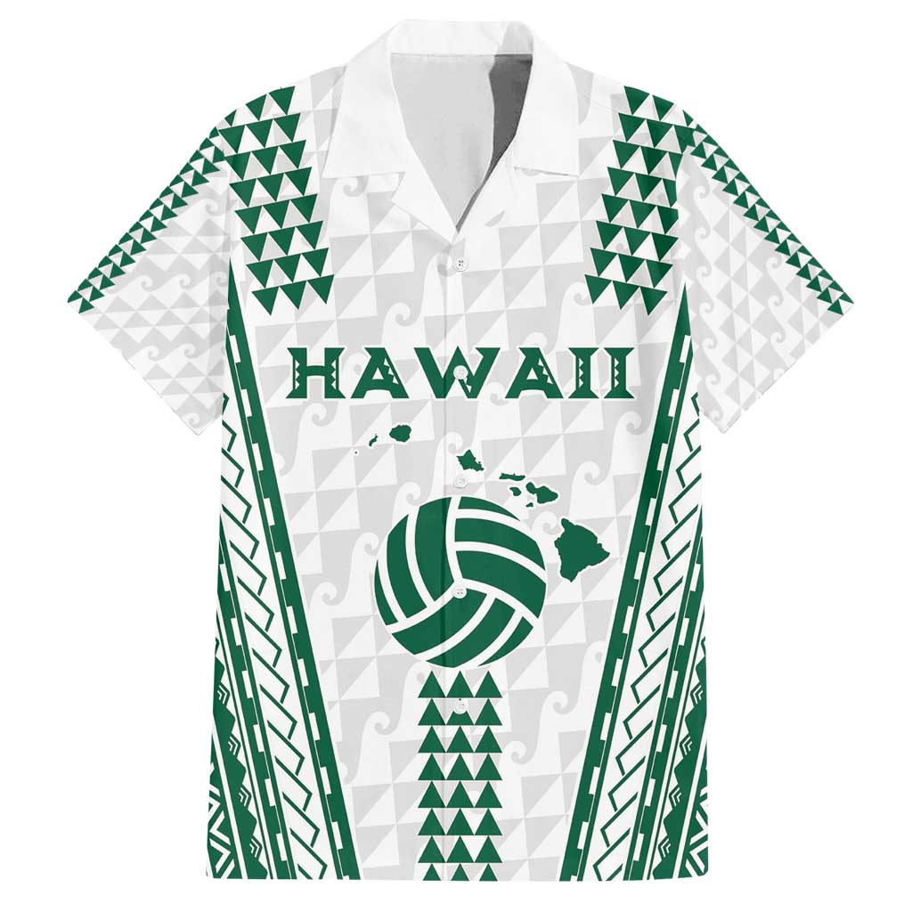 Polynesian Hawaii Volleyball Custom Family Matching Tank Maxi Dress and Hawaiian Shirt White Kakau with Map Motif