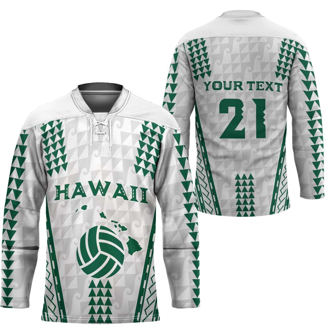 Polynesian Hawaii Volleyball Custom Hockey Jersey White Kakau with Map Motif - Polynesian Pride