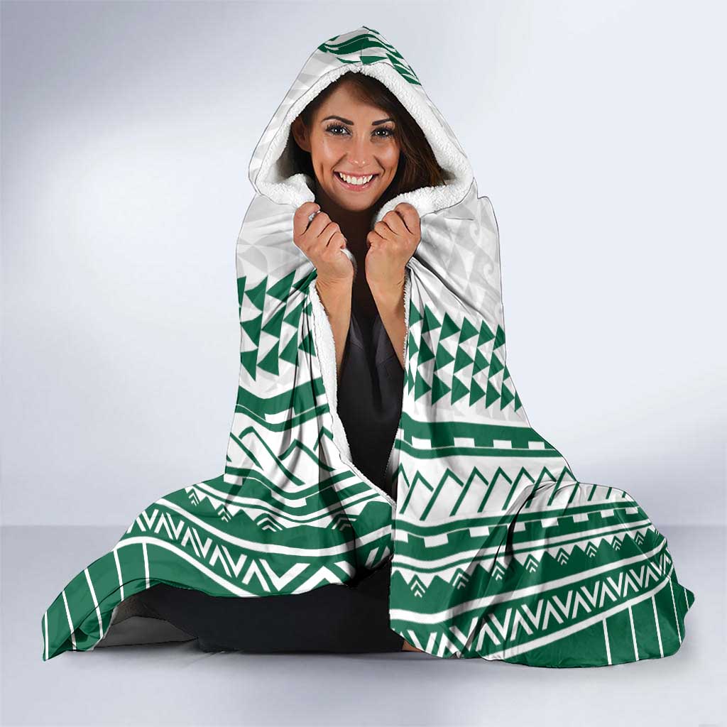 Polynesian Hawaii Volleyball Custom Hooded Blanket White Kakau with Map Motif