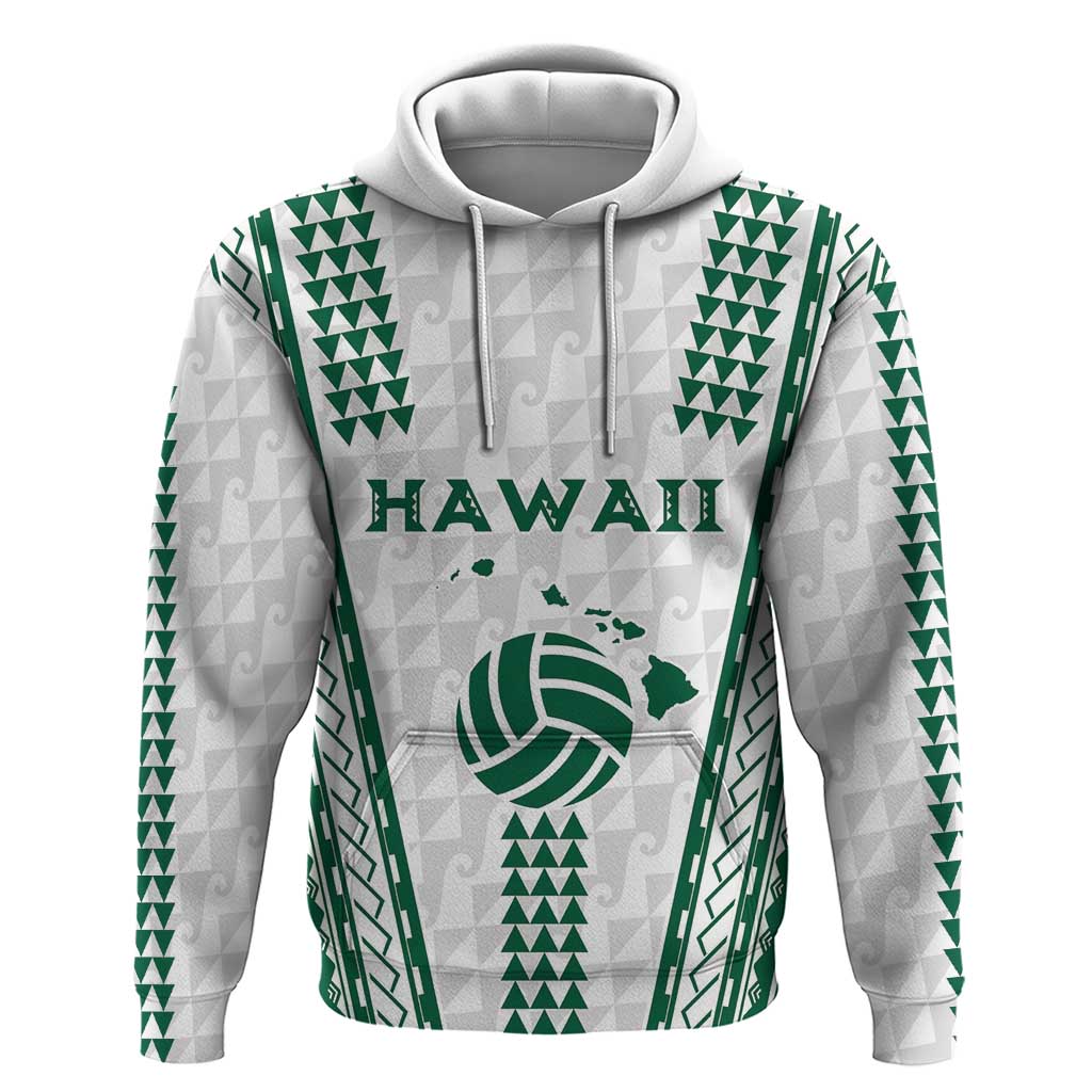 Polynesian Hawaii Volleyball Custom Hoodie White Kakau with Map Motif