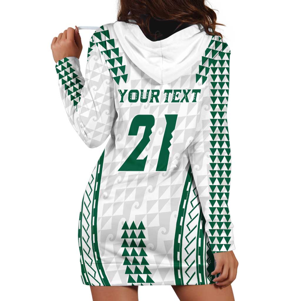 Polynesian Hawaii Volleyball Custom Hoodie Dress White Kakau with Map Motif LT9 - Polynesian Pride