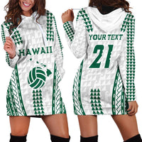 Polynesian Hawaii Volleyball Custom Hoodie Dress White Kakau with Map Motif LT9 - Polynesian Pride
