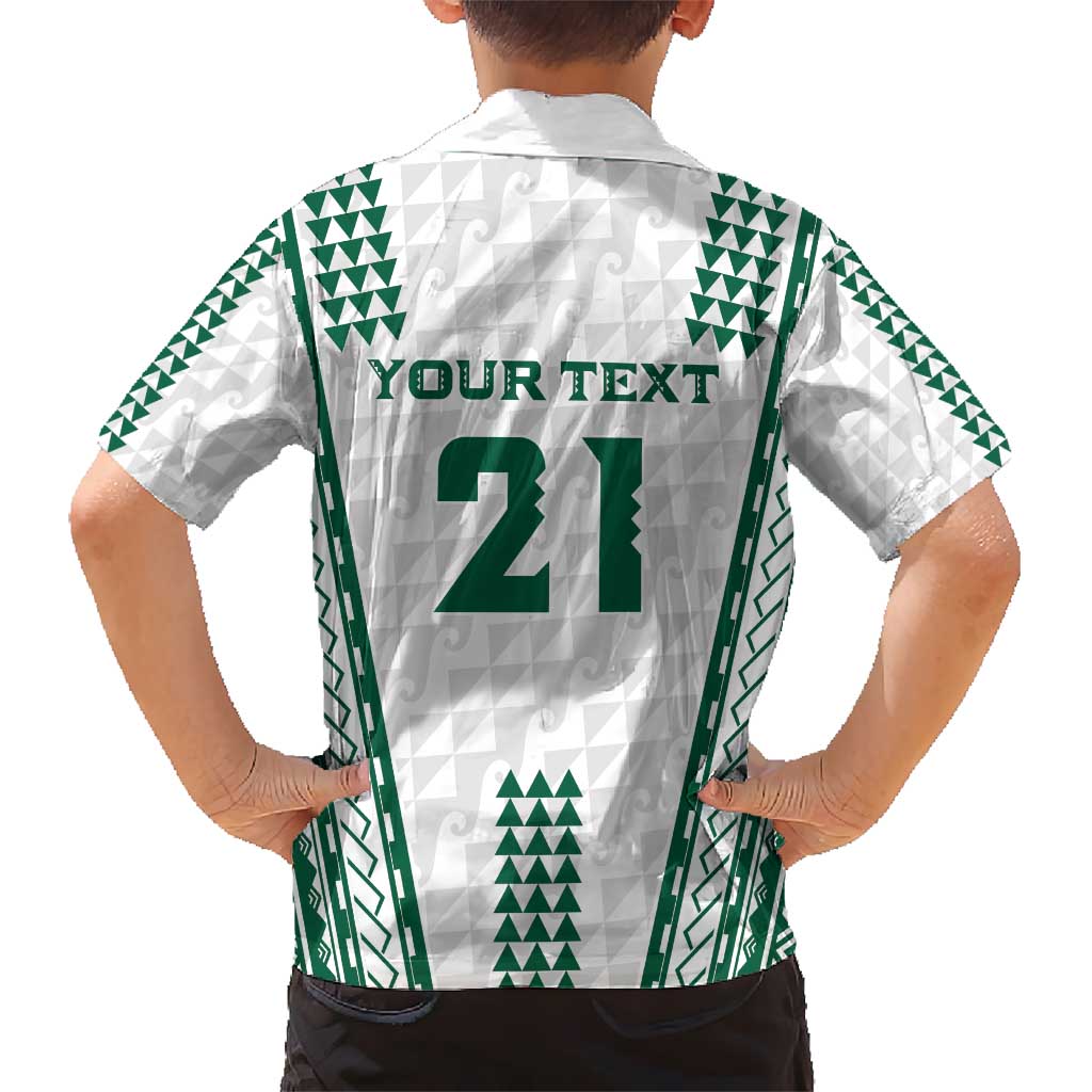 Polynesian Hawaii Volleyball Custom Kid Hawaiian Shirt White Kakau with Map Motif