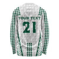 Polynesian Hawaii Volleyball Custom Long Sleeve Shirt White Kakau with Map Motif