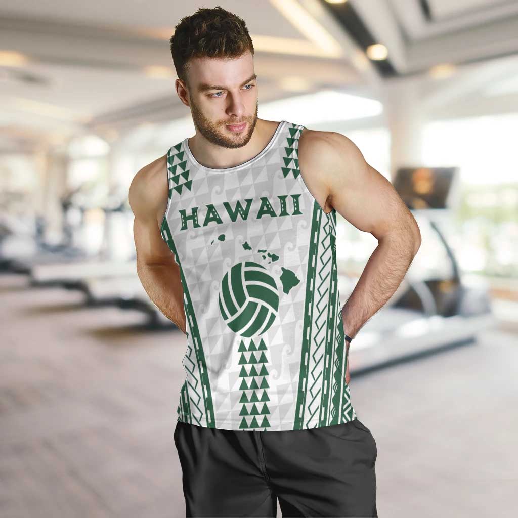 Polynesian Hawaii Volleyball Custom Men Tank Top White Kakau with Map Motif