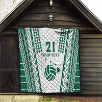 Polynesian Hawaii Volleyball Custom Quilt White Kakau with Map Motif LT9 - Polynesian Pride