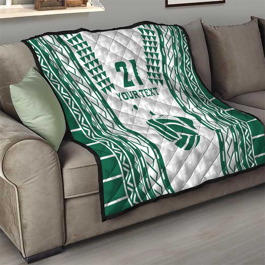 Polynesian Hawaii Volleyball Custom Quilt White Kakau with Map Motif LT9 - Polynesian Pride