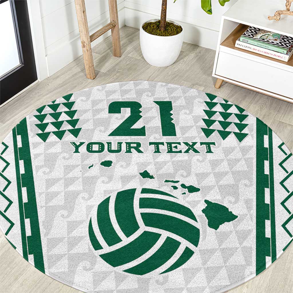 Polynesian Hawaii Volleyball Custom Round Carpet White Kakau with Map Motif LT9 White - Polynesian Pride