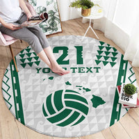 Polynesian Hawaii Volleyball Custom Round Carpet White Kakau with Map Motif LT9 - Polynesian Pride