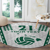 Polynesian Hawaii Volleyball Custom Round Carpet White Kakau with Map Motif LT9 - Polynesian Pride