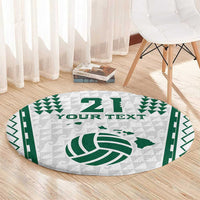 Polynesian Hawaii Volleyball Custom Round Carpet White Kakau with Map Motif LT9 - Polynesian Pride