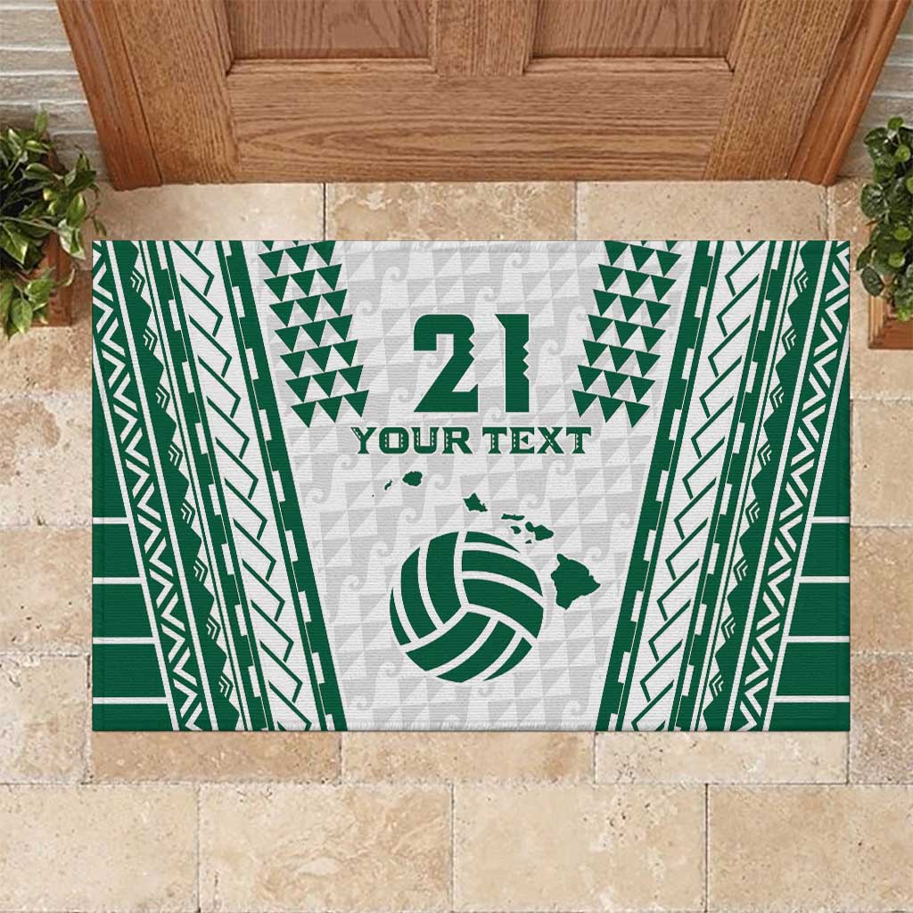 Polynesian Hawaii Volleyball Custom Rubber Doormat White Kakau with Map Motif