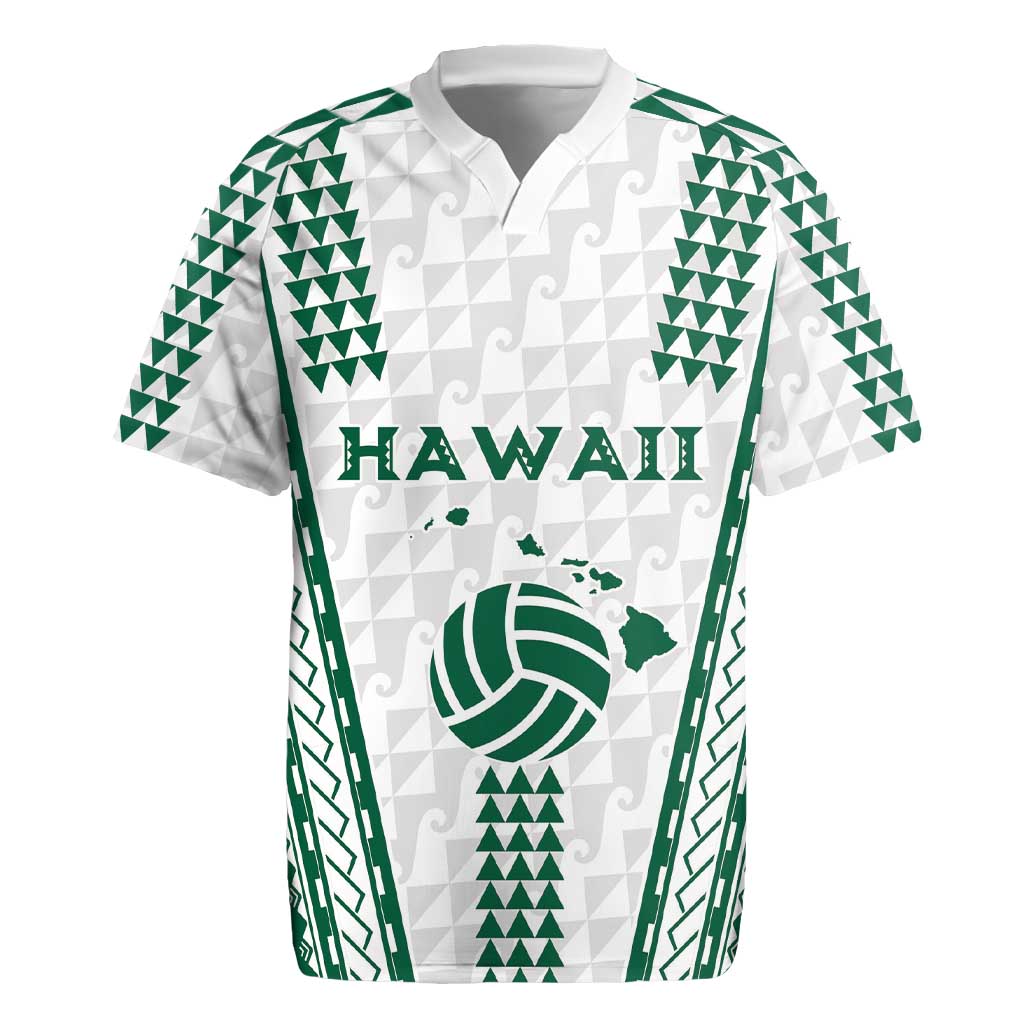 Polynesian Hawaii Volleyball Custom Rugby Jersey White Kakau with Map Motif