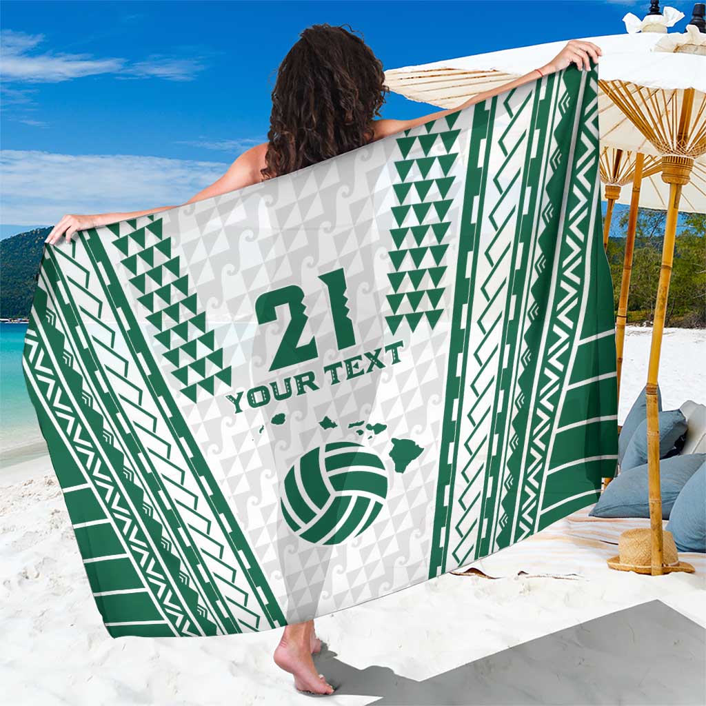 Polynesian Hawaii Volleyball Custom Sarong White Kakau with Map Motif